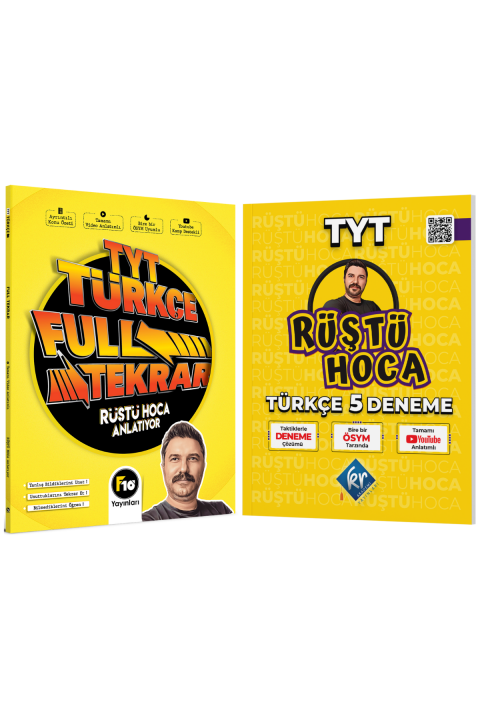 Rüştü Hoca TYT Türkçe Full Tekrar Ders Kitabı & KR Akademi Rüştü Hoca TYT Türkçe 5 Deneme Seti