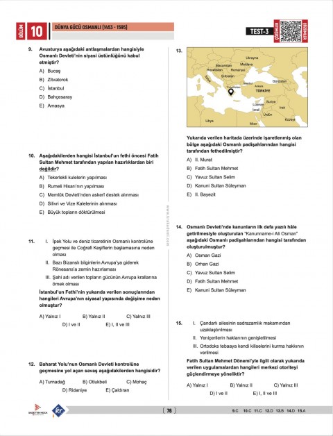 Sadettin Hoca AYT Tarih Soru Bankası - Sadettin Akyayla