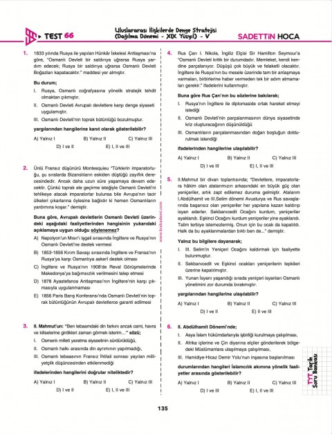 Sadettin Hoca TYT Tarih Soru Bankası