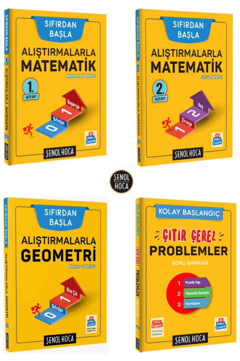 Şenol Hoca Sıfırdan Başla / Alıştırmalarla Matematik 1-2 + Geometri + Çıtır Çerez Problemler Seti