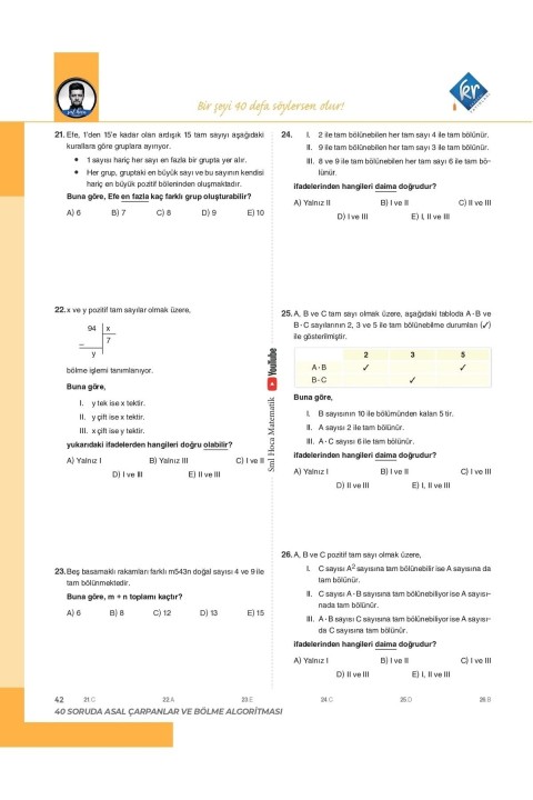 SML Hoca TYT Matematik 40 Soru Serisi Video Soru Kitabı