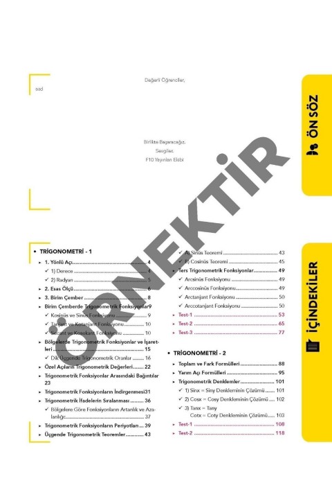 Trigonometri Video Ders Kitabı F10 Yayınları