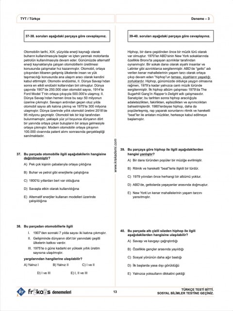 TYT 5 Frekans Denemeleri KR Akademi Yayınları