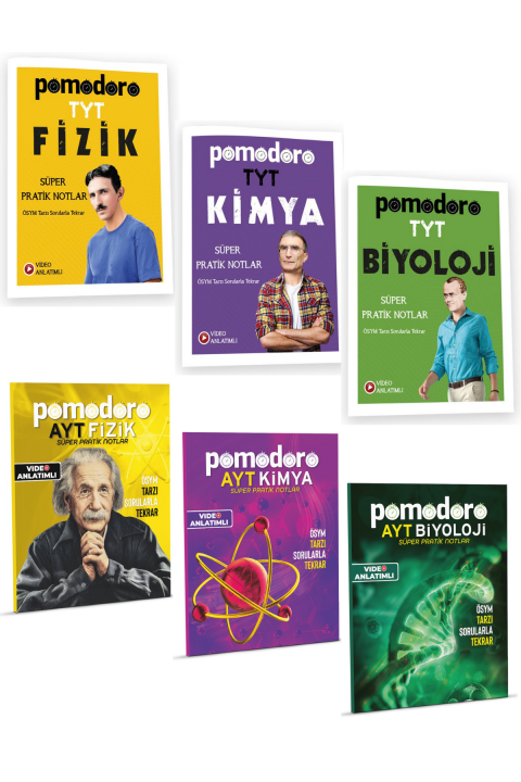 TYT AYT Süper Pratik Notlar & ÖSYM Tarzı Sorularla Fizik Kimya Biyoloji 6'lı Set Pomodoro Yayınları