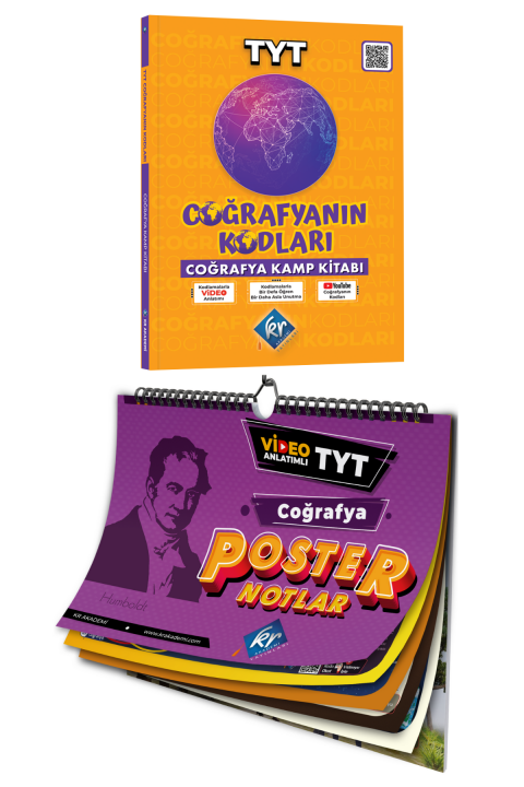 TYT Coğrafya 9. Sınıf 10. Sınıf Coğrafyanın Kodları Video Ders Kitabı & TYT Coğrafya Poster Notlar KR Akademi Yayınları