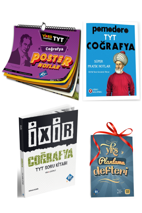 TYT Coğrafya Poster Notlar + İxir Soru Bankası + Süper Pratik Notlar ve YKS Planlama Defteri Hediyeli KR Akademi Yayınları