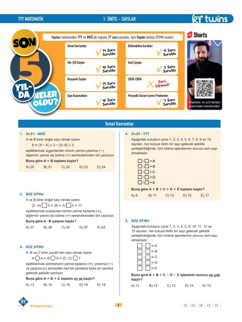 TYT Twins Matematik Soru Bankası KR Akademi Yayınları