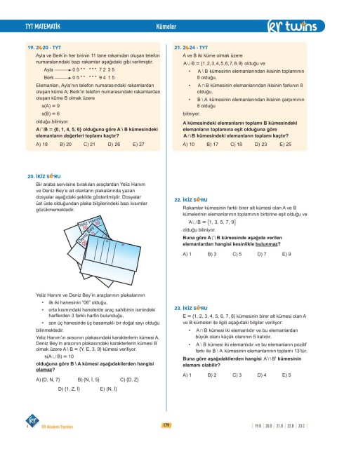 TYT Twins Matematik Soru Bankası KR Akademi Yayınları