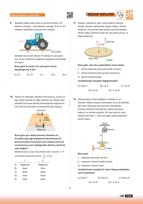 VİP Fizik AYT Fizik Check-Up Fizik Konu Tekrarları Soru Çözümleri VİP Fizik Yayınları
