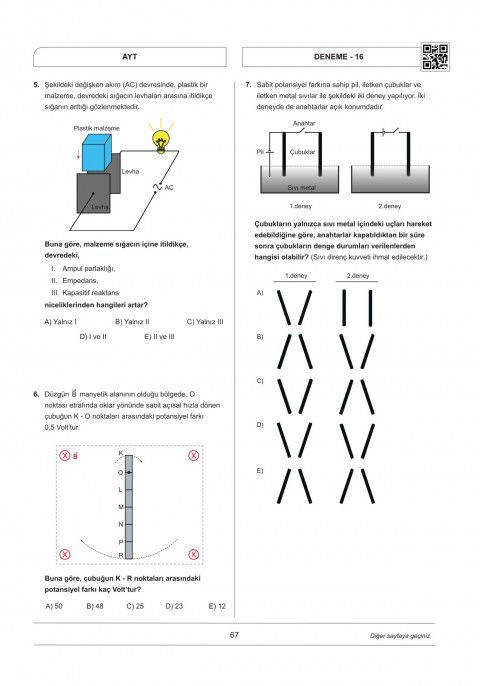 VİP Fizik AYT Fizik Tamamı Video Çözümlü 20x14 Branş Denemeleri VİP Fizik Yayınları