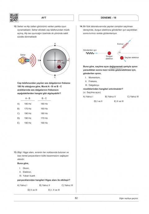VİP Fizik AYT Fizik Tamamı Video Çözümlü 20x14 Branş Denemeleri VİP Fizik Yayınları