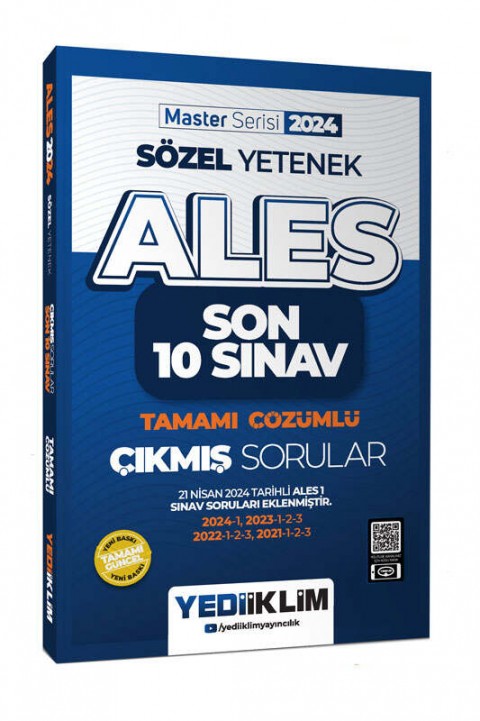 Yediiklim Yayınları 2024 ALES Sözel Yetenek Son 10 Sınav Tamamı Çözümlü Çıkmış Soruları