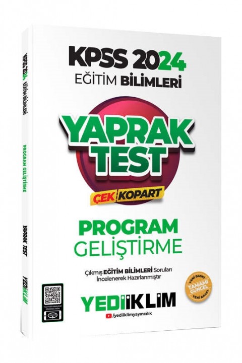 Yediiklim Yayınları 2024 KPSS Eğitim Bilimleri Program Geliştirme Çek Kopart Yaprak Test