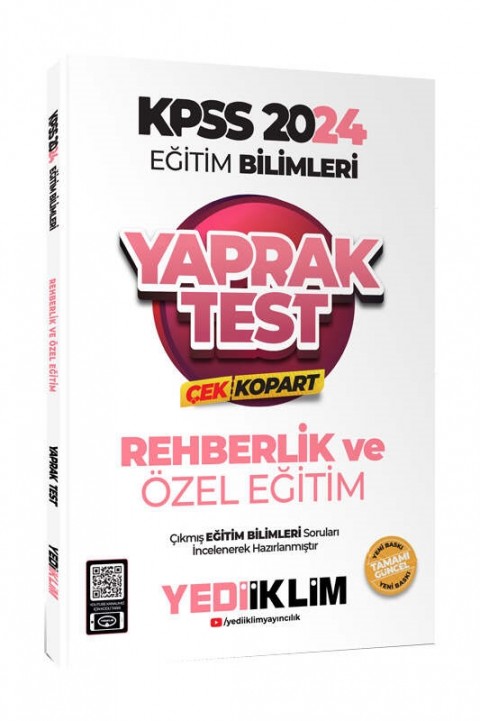 Yediiklim Yayınları 2024 KPSS Eğitim Bilimleri Rehberlik ve Özel Eğitim Çek Kopart Yaprak Test
