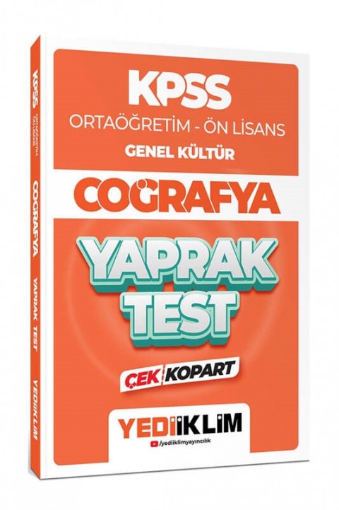 Yediiklim Yayınları 2024 KPSS Ortaöğretim Ön Lisans Genel Kültür Coğrafya Çek Kopart Yaprak Test