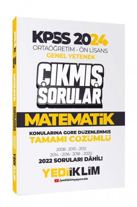 Yediiklim Yayınları KPSS 2024 Ortaöğretim-Önlisans Matematik Konularına Göre Çıkmış Sorular