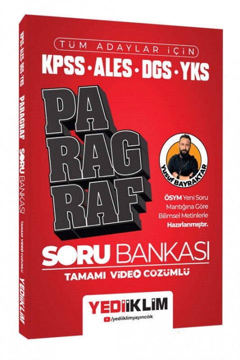 Yediiklim Yayınları Tüm Adaylar İçin KPSS-ALES-DGS-YKS Tamamı Video Çözümlü Paragraf Soru Bankası