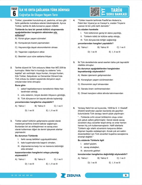 Zeduva Yayınları Ardıç Tarih TYT Tarih 1 Kitap 3 Kamp Soru Bankası