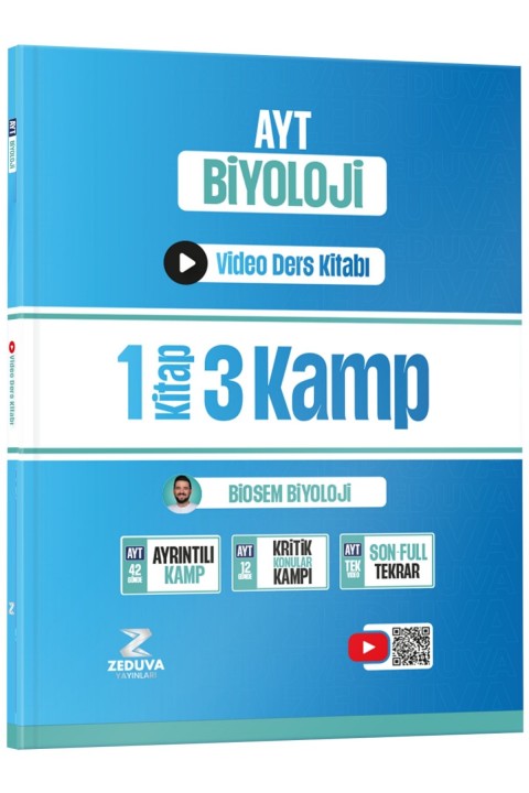 Zeduva Yayınları Biosem AYT Biyoloji 1 Kitap 3 Kamp Video Ders Kitabı