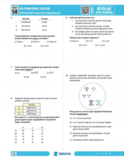 Zeduva Yayınları Biosem TYT Biyoloji 1 Kitap 3 Kamp Soru Bankası