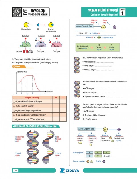 Zeduva Yayınları Biosem TYT Biyoloji 1 Kitap 3 Kamp Video Ders Kitabı