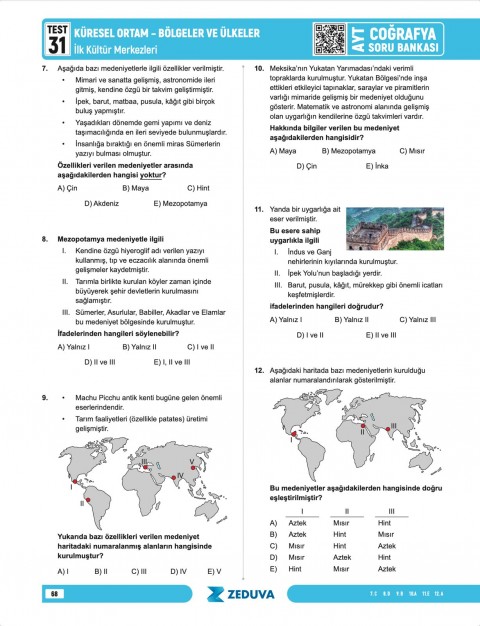 Zeduva Yayınları Coğrafyanın Kodları AYT Coğrafya 1 Kitap 3 Kamp Soru Bankası