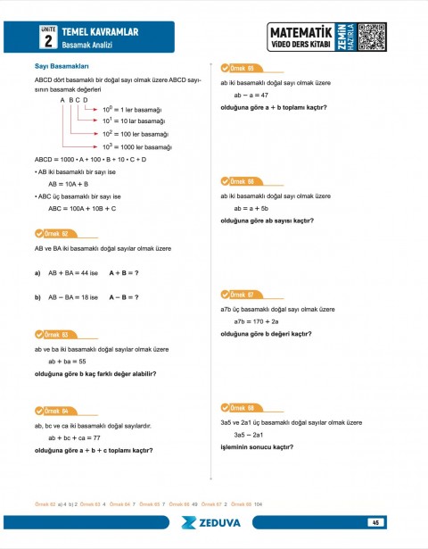 Zeduva Yayınları SML Matematik 12 Günde Zemin Hazırla Matematik Video Ders Kitabı