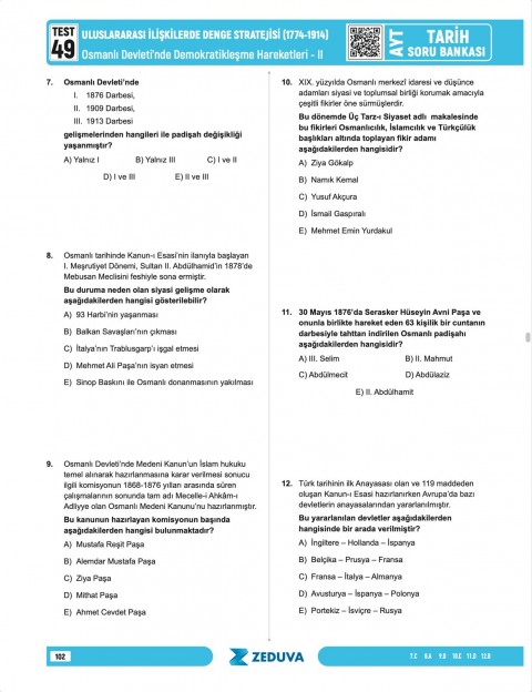 Zeduva Yayınları Soner Ardıç AYT Tarih 1 Kitap 3 Kamp Soru Bankası