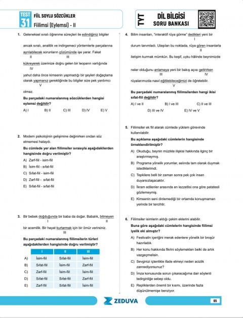 Zeduva Yayınları Türkçe Saati TYT Dil Bilgisi 1 Kitap 3 Kamp Soru Bankası