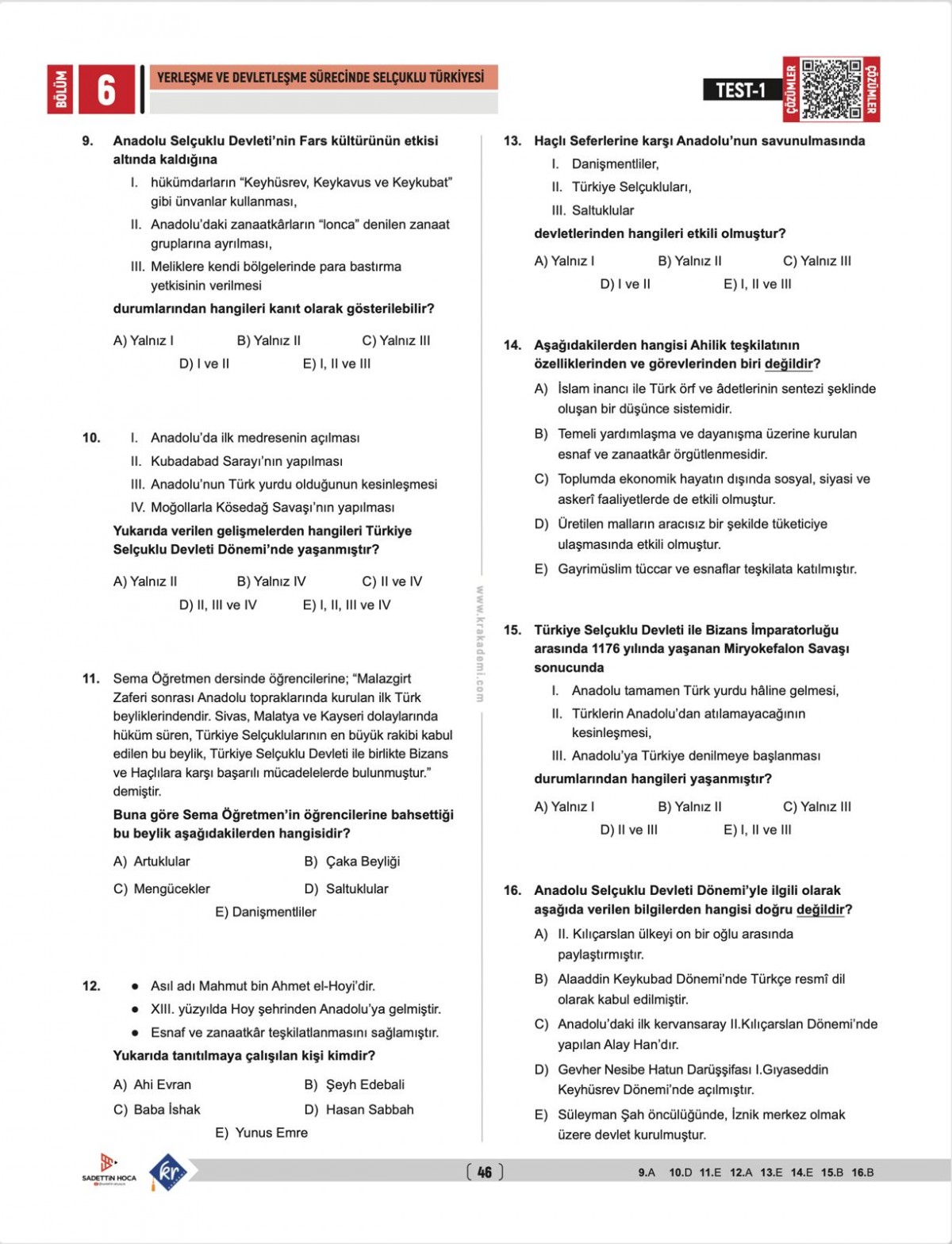 Sadettin Hoca AYT Tarih Soru Bankası - Sadettin Akyayla Sadettin Hoca AYT Tarih Soru Bankası - Sadettin Akyayla