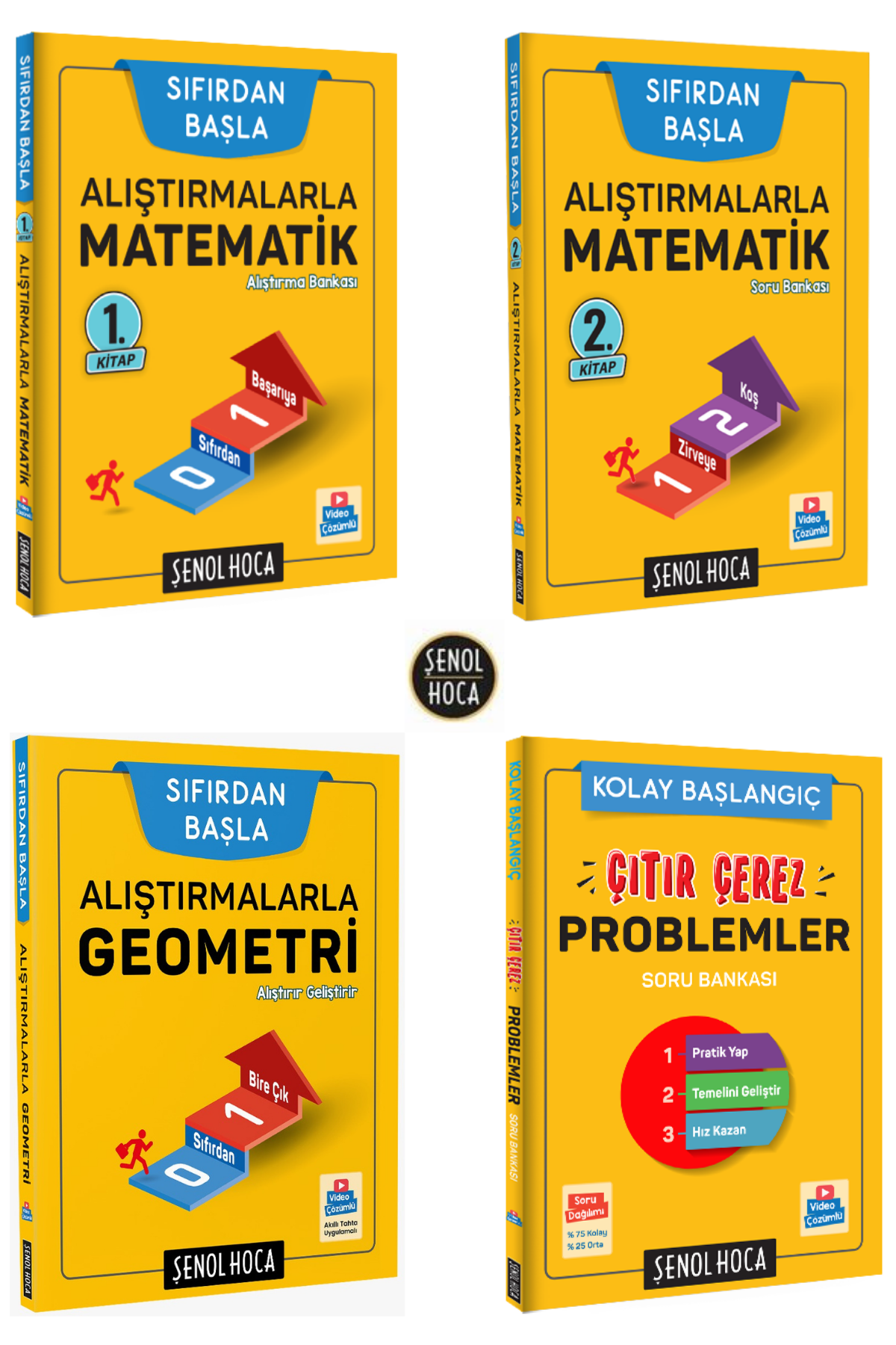Şenol Hoca Sıfırdan Başla / Alıştırmalarla Matematik 1-2 + Geometri + Çıtır Çerez Problemler Seti