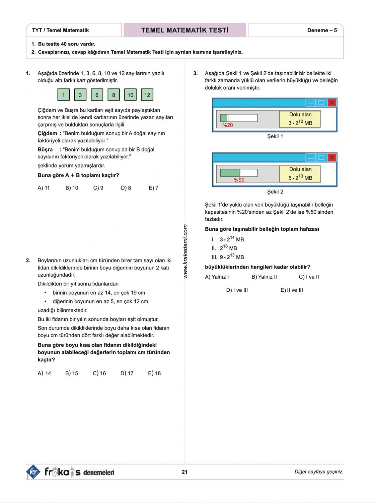 TYT 5 Frekans Denemeleri KR Akademi Yayınları
