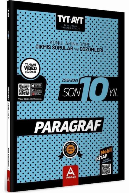 TYT AYT Paragraf Son 10 Yıl Soru ve Çözümleri A Yayınları TYT AYT Paragraf Son 10 Yıl Soru ve Çözümleri A Yayınları