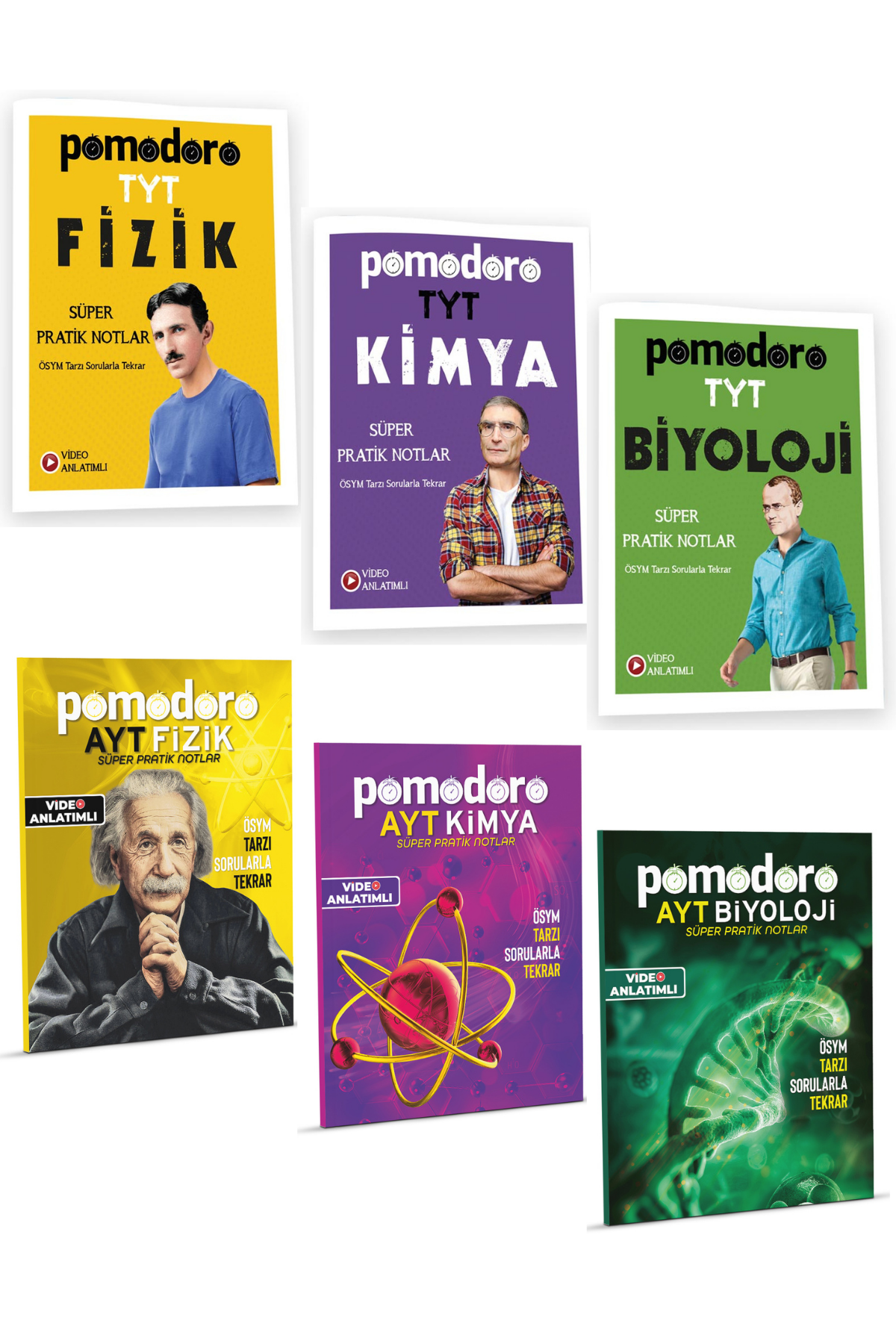 TYT AYT Süper Pratik Notlar & ÖSYM Tarzı Sorularla Fizik Kimya Biyoloji 6'lı Set Pomodoro Yayınları