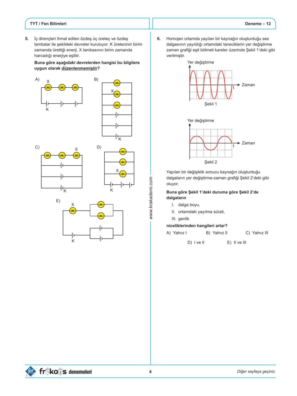 TYT Fizik Kimya Biyoloji FKB 15'li Frekans Denemeleri KR Akademi Yayınları TYT Fizik Kimya Biyoloji FKB 15'li Frekans Denemeleri KR Akademi Yayınları