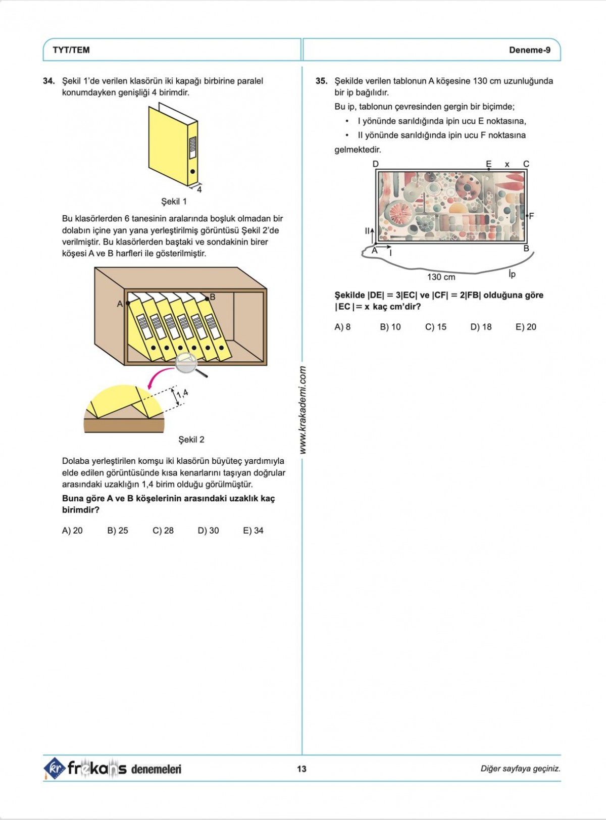 TYT Matematik 10'lu Frekans Denemeleri KR Akademi Yayınları
