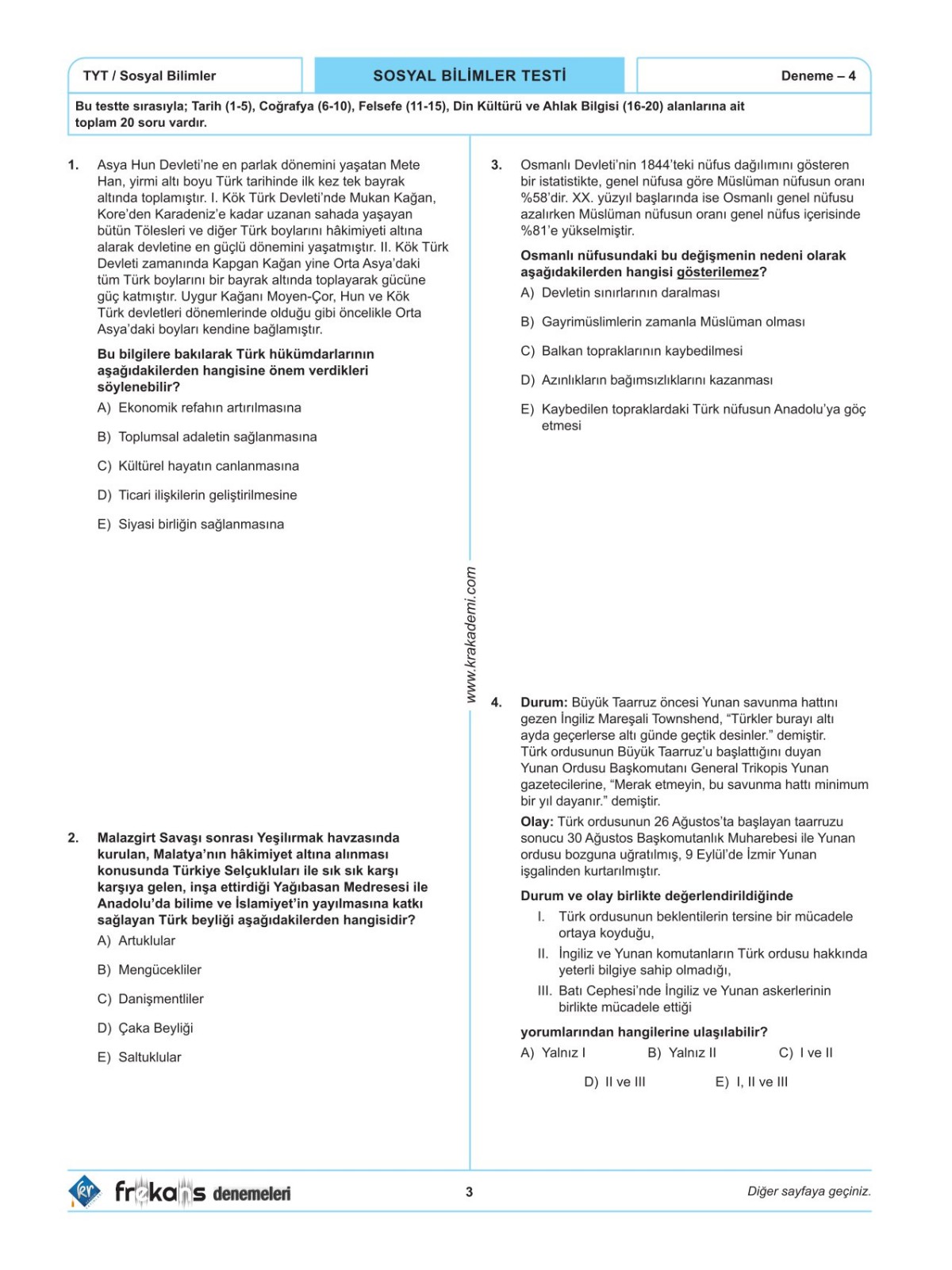 TYT Sosyal Bilimler 15'li Frekans Denemeleri KR Akademi Yayınları TYT Sosyal Bilimler 15'li Frekans Denemeleri KR Akademi Yayınları