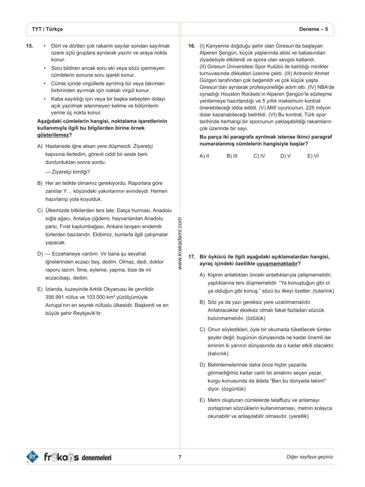 TYT Türkçe 10'lu Frekans Denemeleri KR Akademi Yayınları TYT Türkçe 10'lu Frekans Denemeleri KR Akademi Yayınları