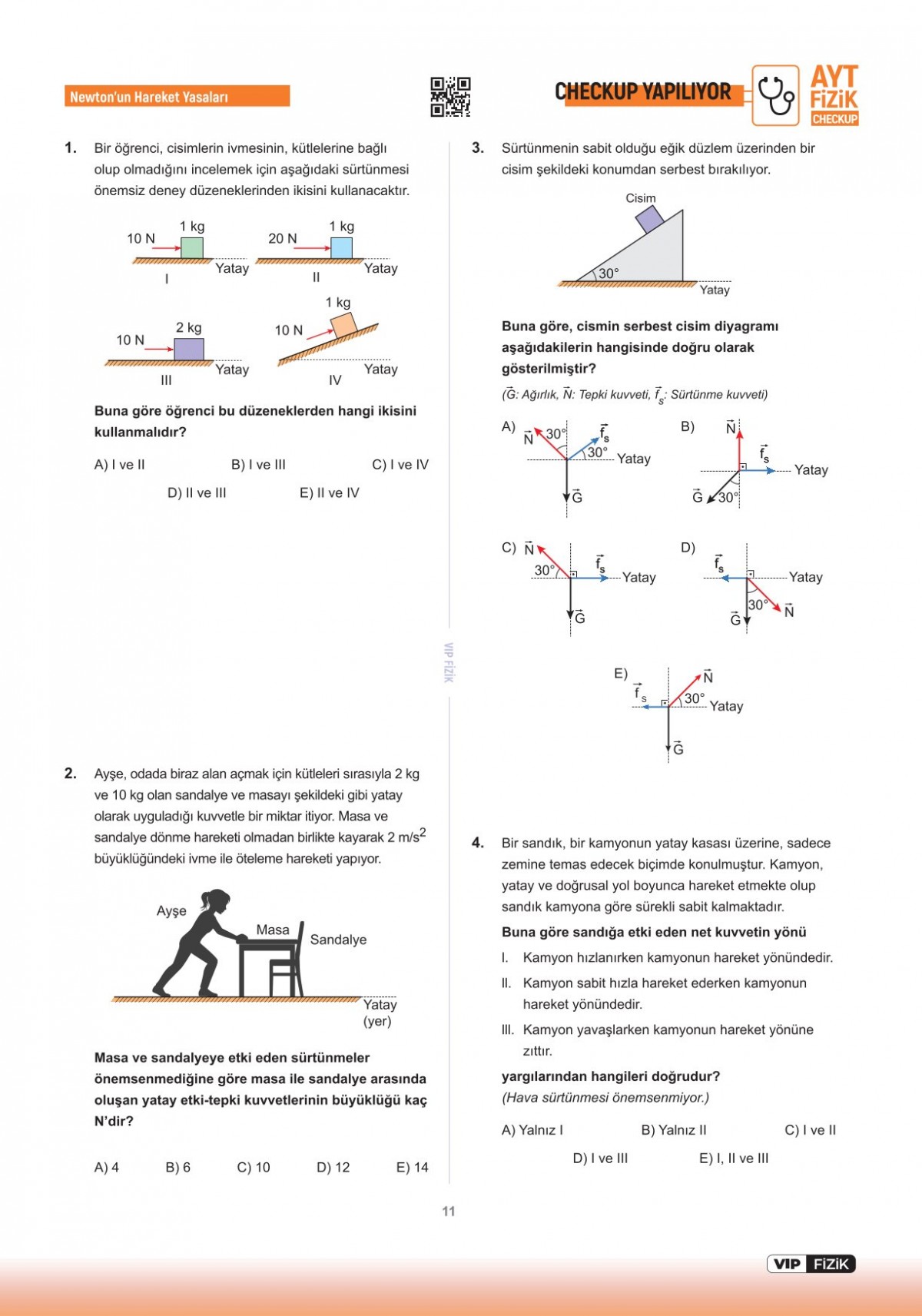 VİP Fizik AYT Fizik Check-Up Fizik Konu Tekrarları Soru Çözümleri VİP Fizik Yayınları