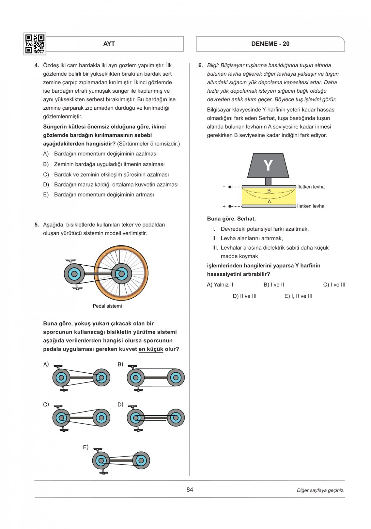 VİP Fizik AYT Fizik Tamamı Video Çözümlü 20x14 Branş Denemeleri VİP Fizik Yayınları