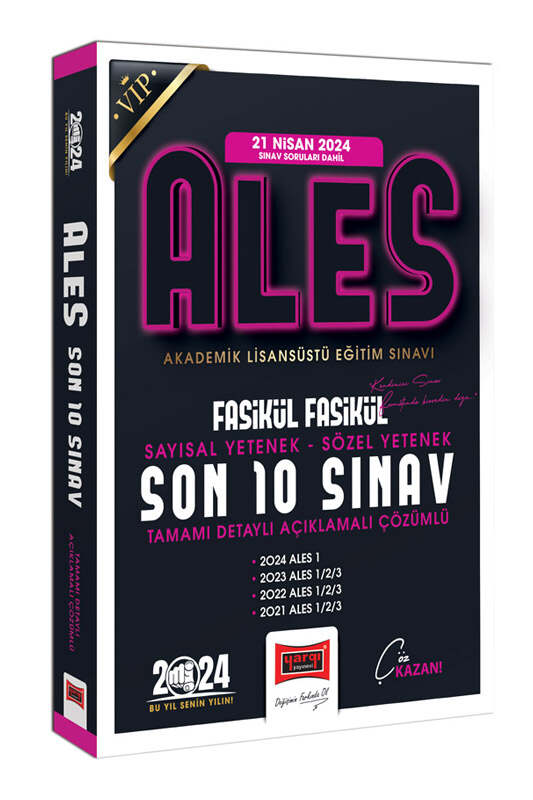 Yargı Yayınları 2024 ALES Son 10 Sınav Fasikül Fasikül Çıkmış Sorular (21 Nisan 2024 Sınavı Dahil)