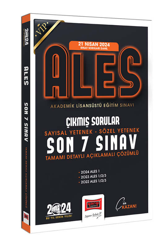 Yargı Yayınları 2024 ALES Son 7 Sınav Çıkmış Sorular (21 Nisan 2024 Sınavı Dahil)