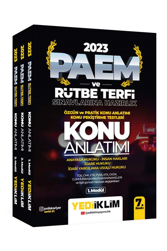 Yediiklim Yayınları 2023 PAEM ve Misyon Koruma Sınavlarına Hazırlık Konu Anlatım Seti