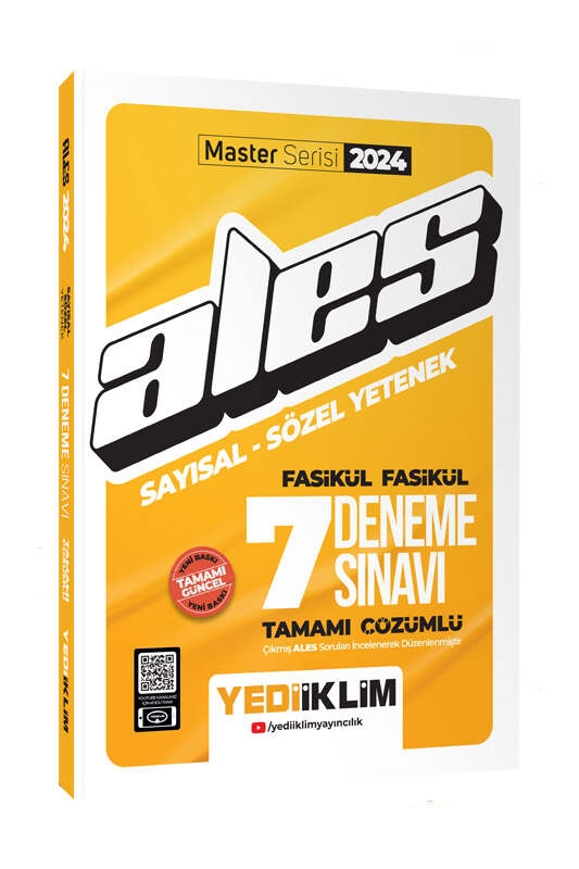 Yediiklim Yayınları 2024 ALES Sayısal-Sözel Yetenek Fasikül Fasikül Tamamı Çözümlü 7 Deneme
