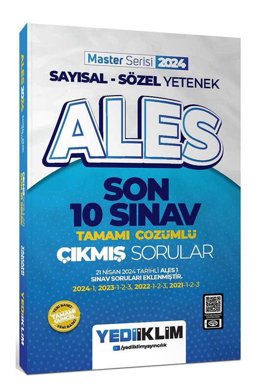 Yediiklim Yayınları 2024 ALES Sayısal Sözel Yetenek Son 10 Sınav Tamamı Çözümlü Çıkmış Sorular
