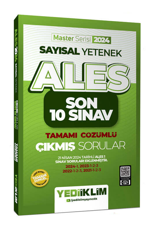 Yediiklim Yayınları 2024 ALES Sayısal Yetenek Son 10 Sınav Tamamı Çözümlü Çıkmış Soruları