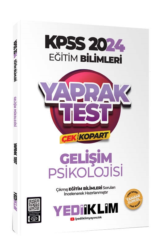 Yediiklim Yayınları 2024 KPSS Eğitim Bilimleri Gelişim Psikolojisi Çek Kopart Yaprak Test