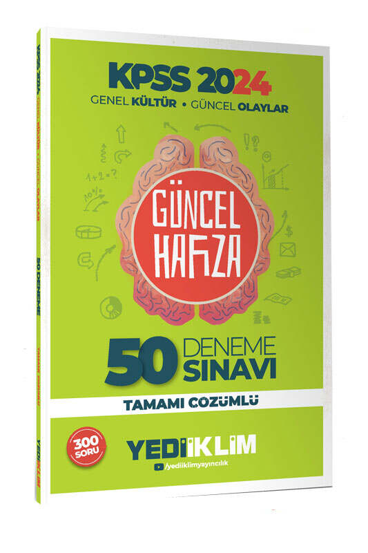 Yediiklim Yayınları 2024 KPSS Genel Kültür Güncel Olaylar Tamamı Çözümlü 50 Deneme (300 Soru)