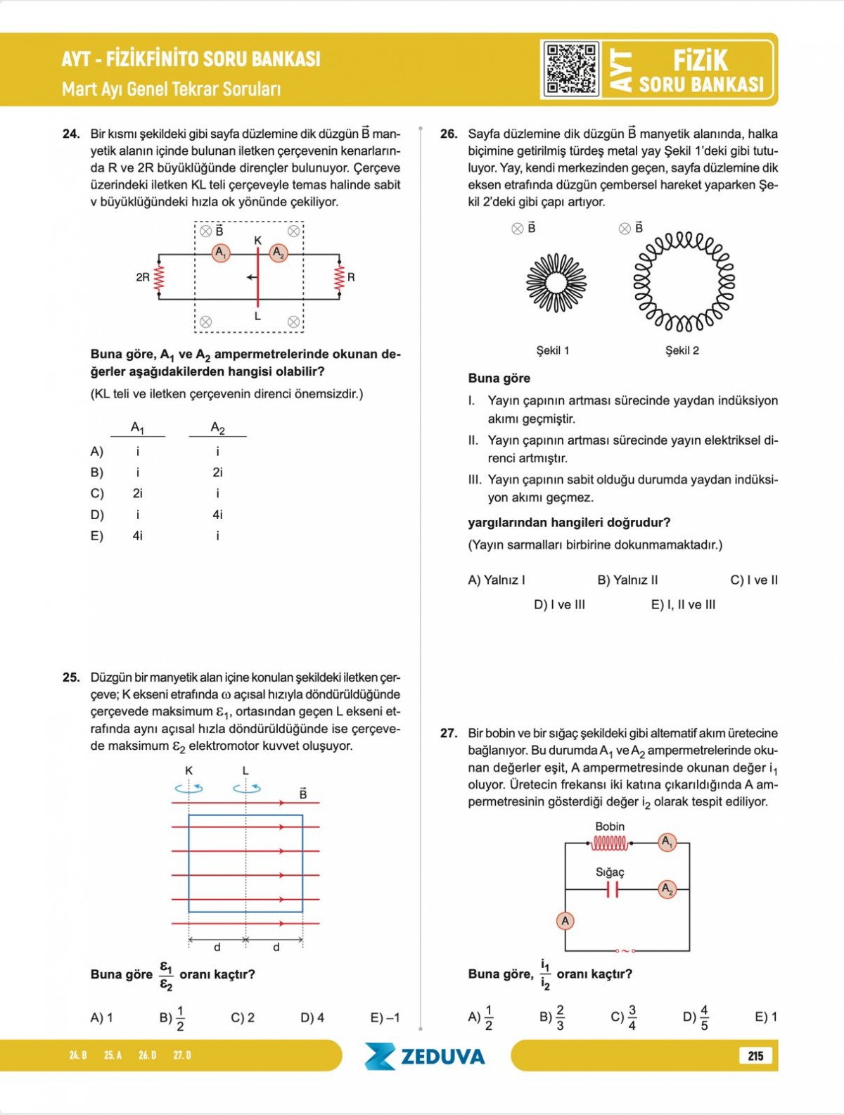 Zeduva Yayınları Fizikfinito AYT Fizik 1 Kitap 3 Kamp Soru Bankası