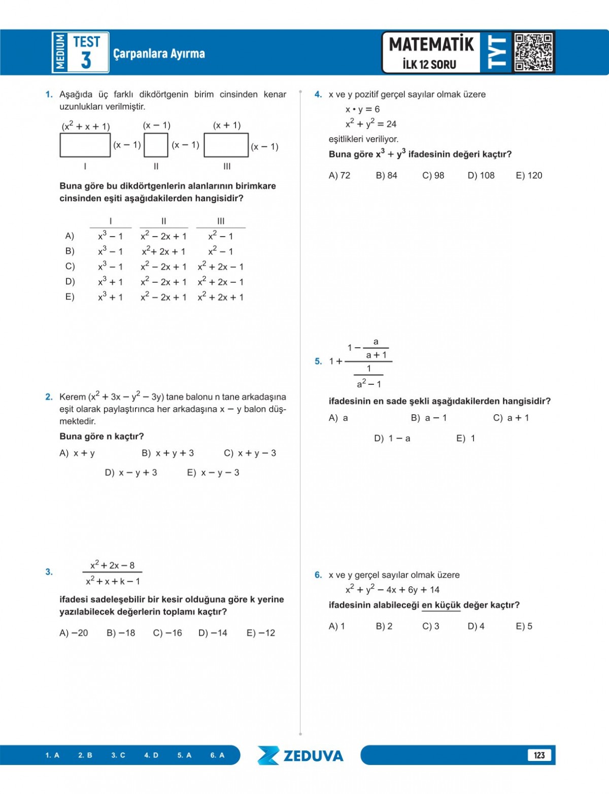 Zeduva Yayınları SML Matematik TYT Matematik İlk 12 Soru Bankası